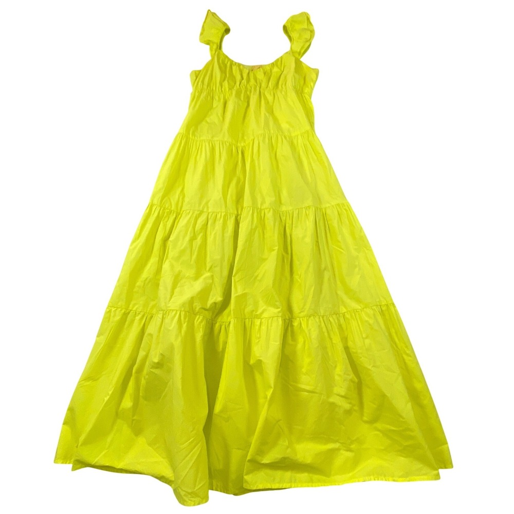 Coast Womens Neon Yellow Chartreuse 100% Cotton Tiered Maxi Dress 99115 Large